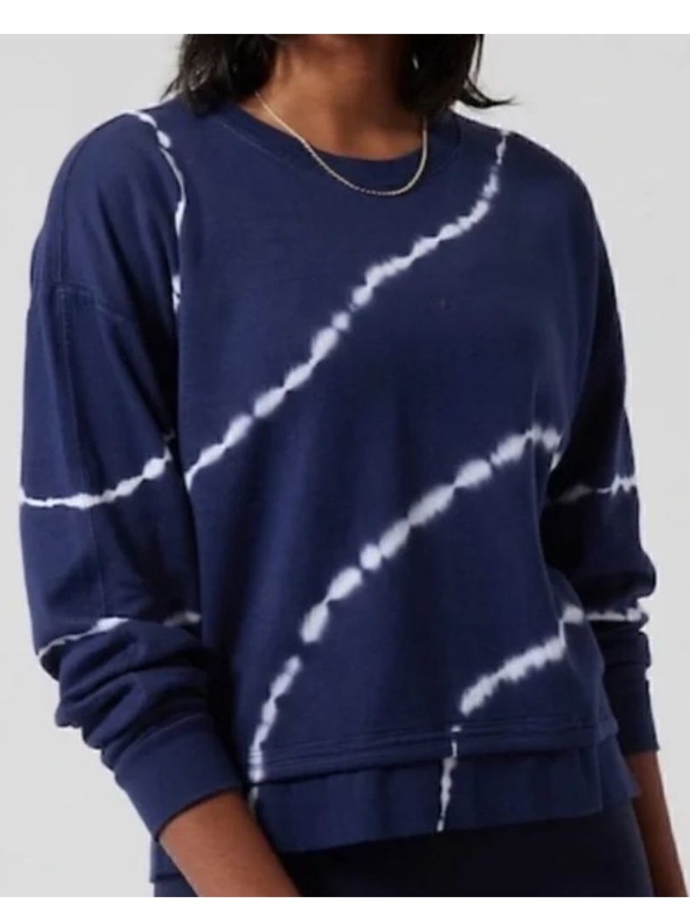 Athleta Sundown Sweatshirt 2.0 Crewneck Navy Tie Dye Size XL